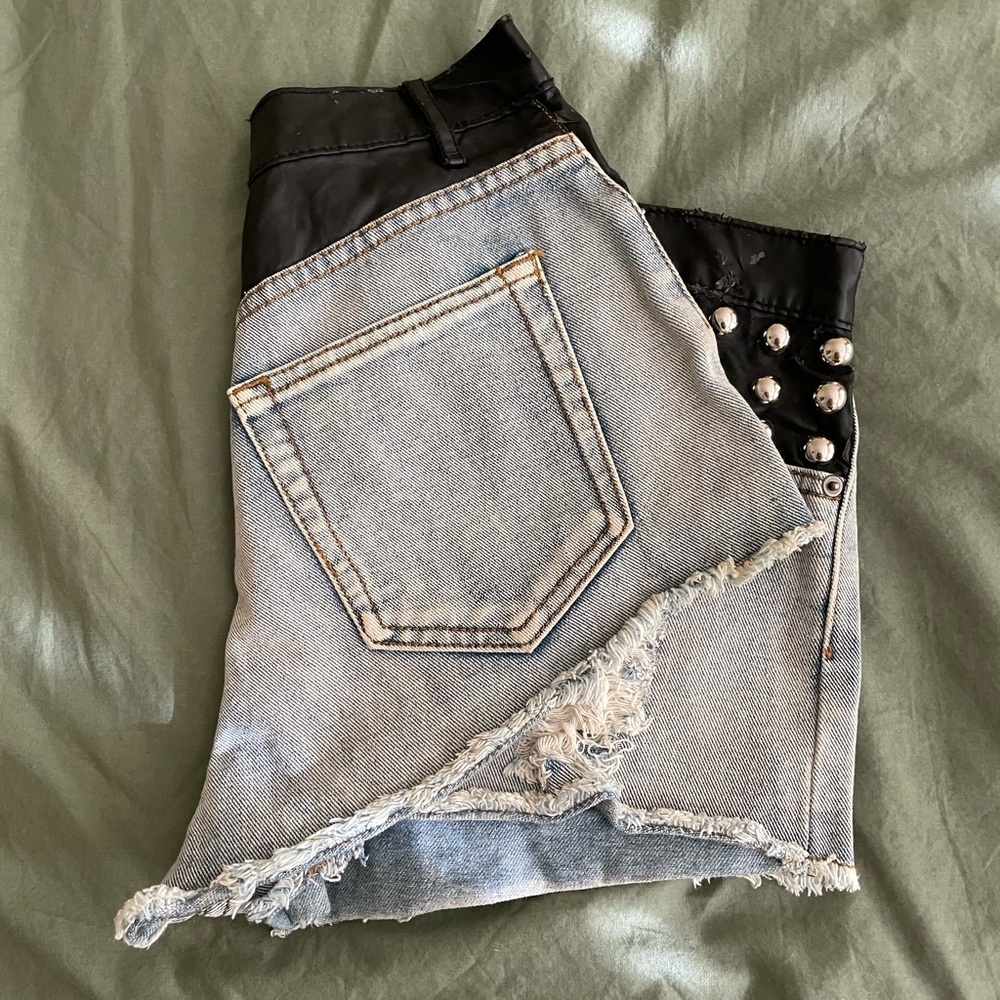 Studded jean shorts